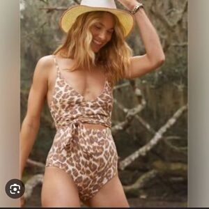 Aerie leopard wrap one piece swimsuit